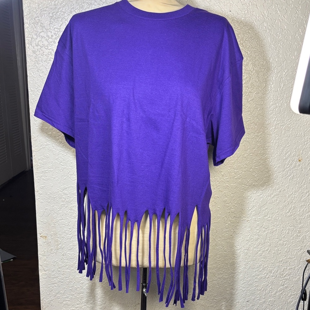 Gildan Purple Fringe Crop Top